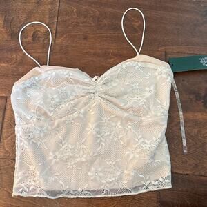 NWT Wild Fable Mesh Lace Crop Cami‎ Tank Top Cream Nude Women's Size XS